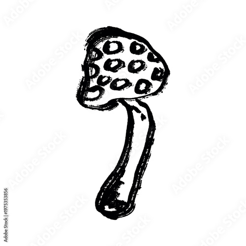 Hand drawn mushroom doodle Botanical illustration Cute autumn mushroom Healthy eco food Organic vegetarian food For stickers, greeting card, design, print, packaging, decor, kids books