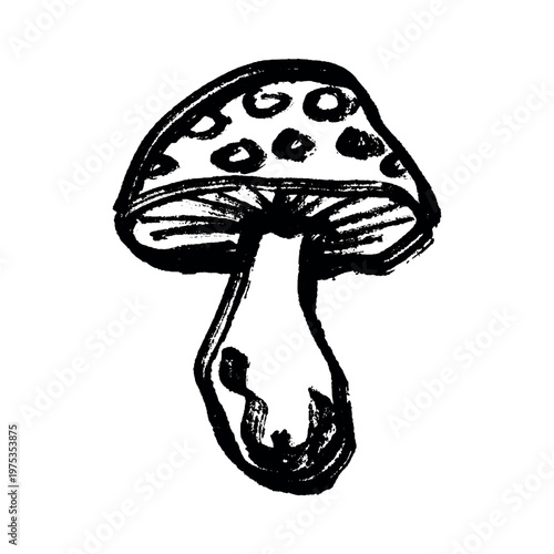 Hand drawn mushroom doodle Botanical illustration Cute autumn mushroom Healthy eco food Organic vegetarian food For stickers, greeting card, design, print, packaging, decor, kids books