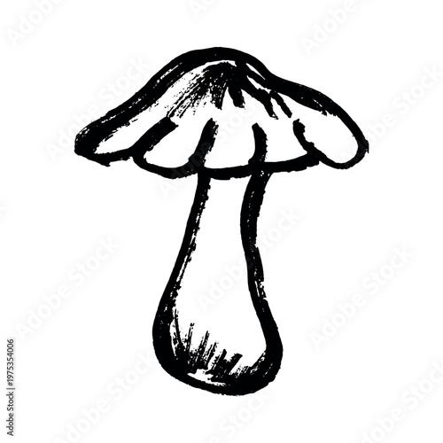 Hand drawn mushroom doodle Botanical illustration Cute autumn mushroom Healthy eco food Organic vegetarian food For stickers, greeting card, design, print, packaging, decor, kids books