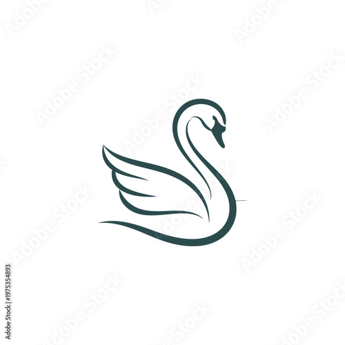 Elegant swan gliding on tranquil water surface