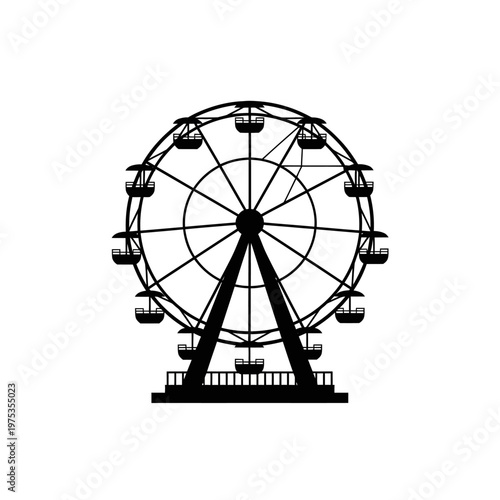 Ferris wheel silhouette against a white backdrop