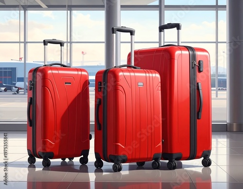 Three red suitcases in an airport (1)