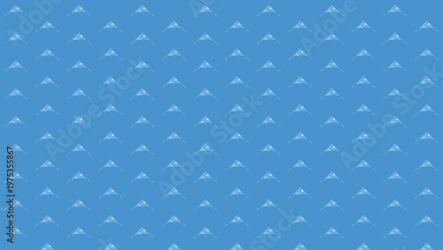 Seamless pattern with stylized blue mountains and white snow caps on a vibrant sky blue background, ideal for winter, nature-themed designs, fabric, textile, wallpaper, digital projects,