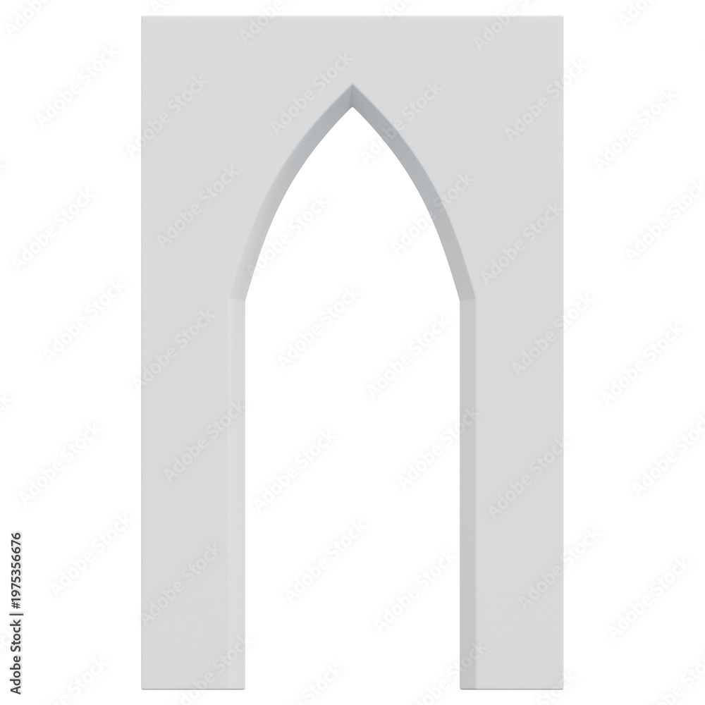 Fototapeta premium 3D White Tall Gothic Arch Door Frame Shape