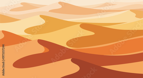 Stylized, warm-toned desert dunes scene with varying shades of tan and orange