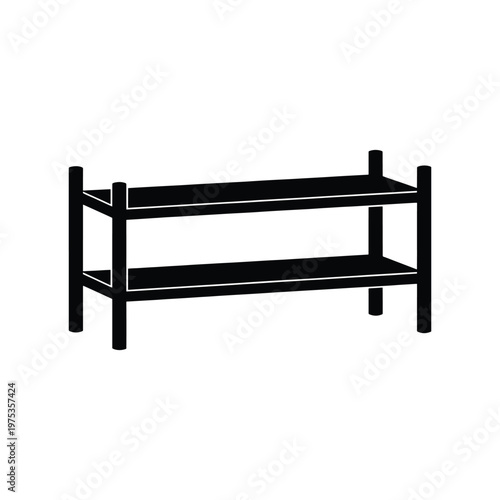 Wooden shoe rack two-level shelves black silhouette icon