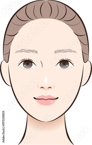 人中が短めタイプの顔（正面）