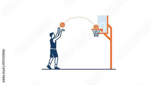 Basketball Player Shooting the Ball into the Hoop