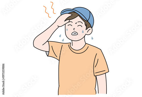 Man Suffering from Heatstroke Symptoms Under Hot Summer Weather Illustration
