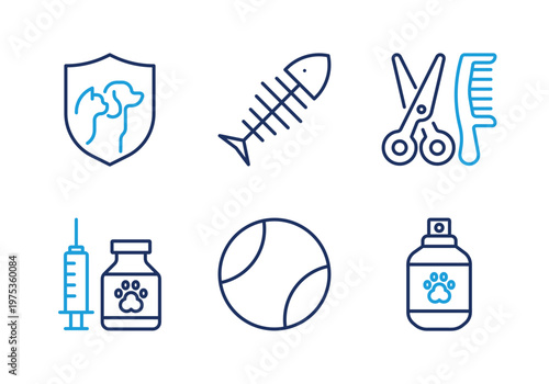 Pet Care and Health thin line icon set. Minimal web icons