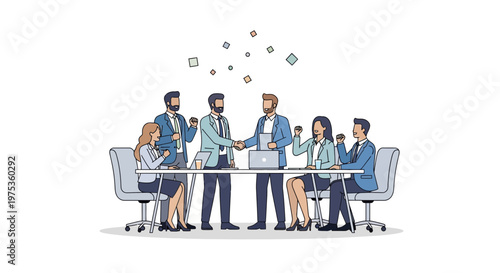 Business team, office meeting, corporate collaboration, flat design icons