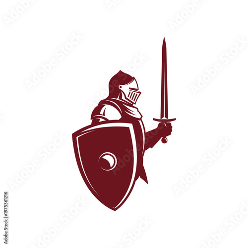 Knight in Armor Holding Sword and Shield in Action