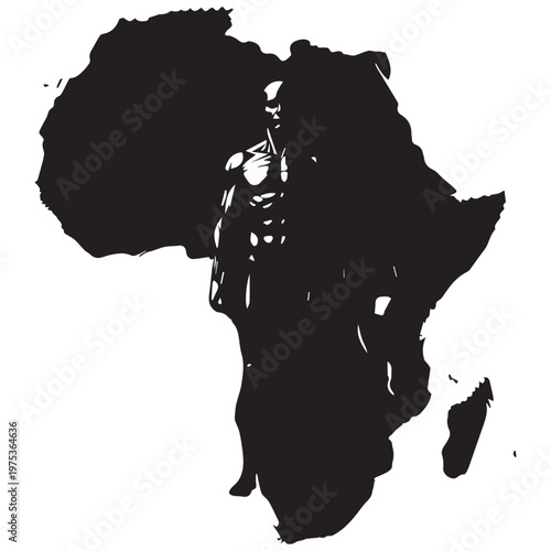 Black silhouette map of the continent of africa