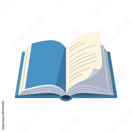 Open book with pages turning, showcasing knowledge