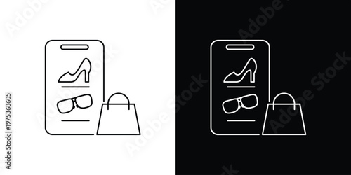 Online Shopping Icons Representing Mobile E-commerce Purchases and Customer Choices