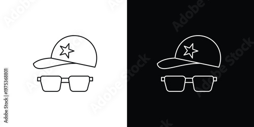 Iconic baseball cap with star emblem and stylish sunglasses, representing cool fashion and sporty vibes