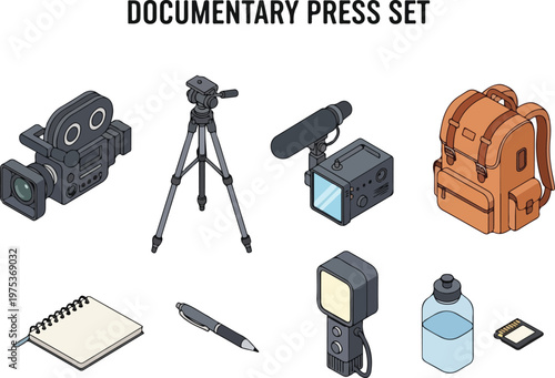 Documentary photography and videography equipment collection for press and media use