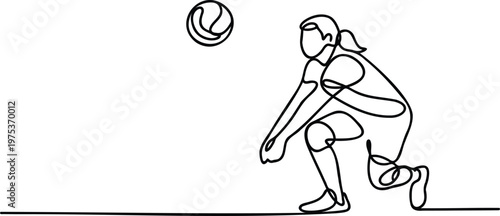 Volleyball player in action hitting ball with one hand  athletic movement