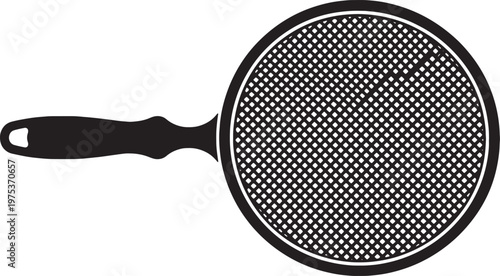 Black minimalist grease splatter screen silhouette icon for kitchen cooking and frying protection