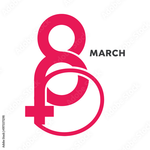 International Womens Day symbol with Venus and Mars merged logo on white background icon