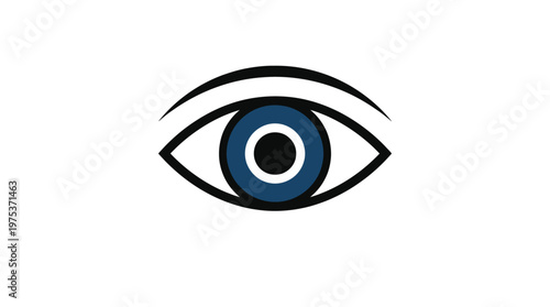 Stylized Eye Symbol with Blue Iris and Black Eyelid