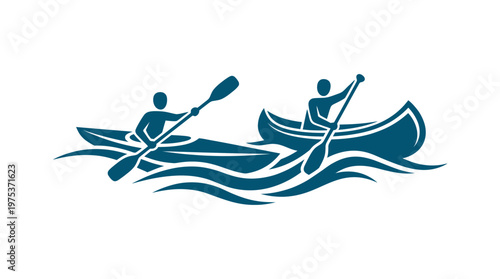 Silhouette Of Canoeists Paddling on Water