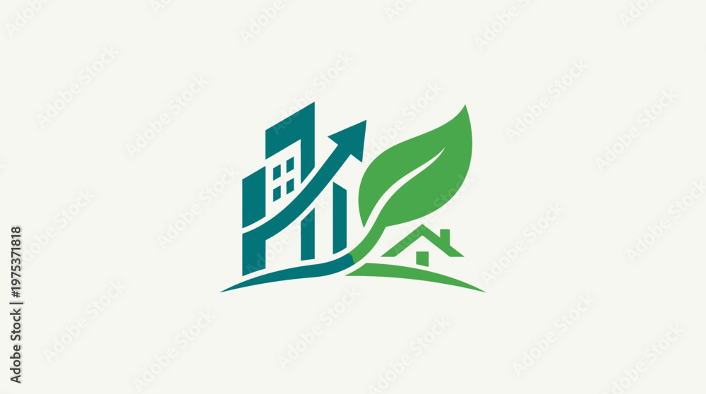 Fototapeta premium Eco-Friendly Real Estate Growth Logo Concept