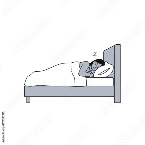 Person sleeping peacefully on a bed in a cozy room