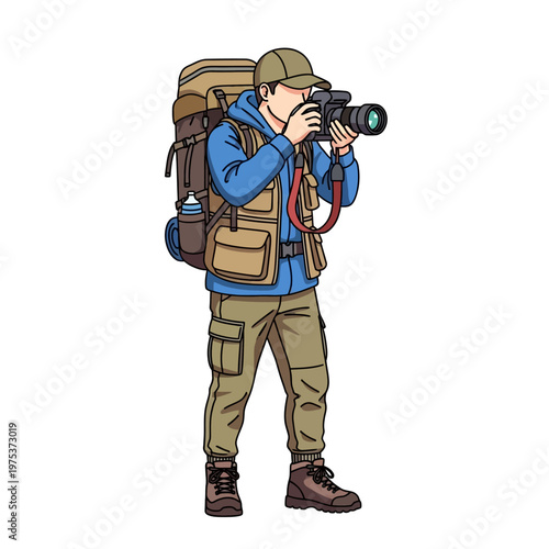 Photographer capturing nature in vibrant wilderness setting