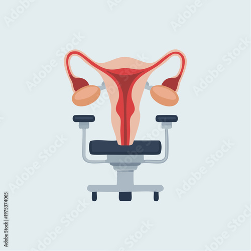 Female reproductive system on an office chair