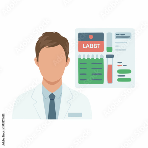 Lab technician with laboratory test results illustration