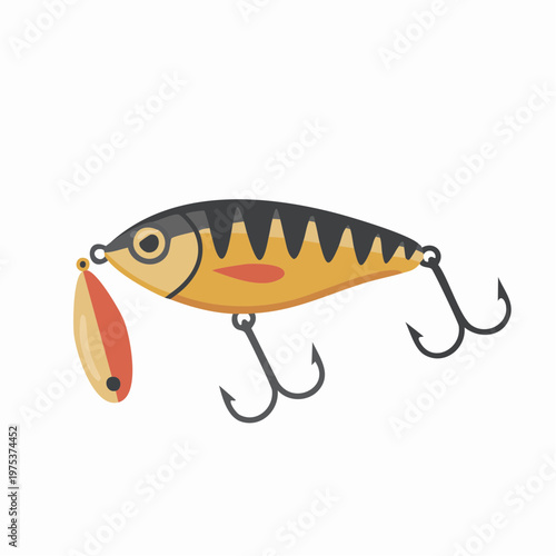 Vibrant yellow fishing lure with black and orange details