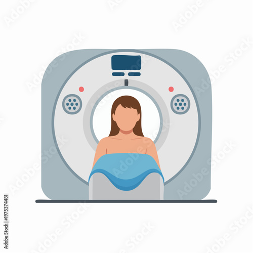 Woman getting CT scan in medical imaging machine