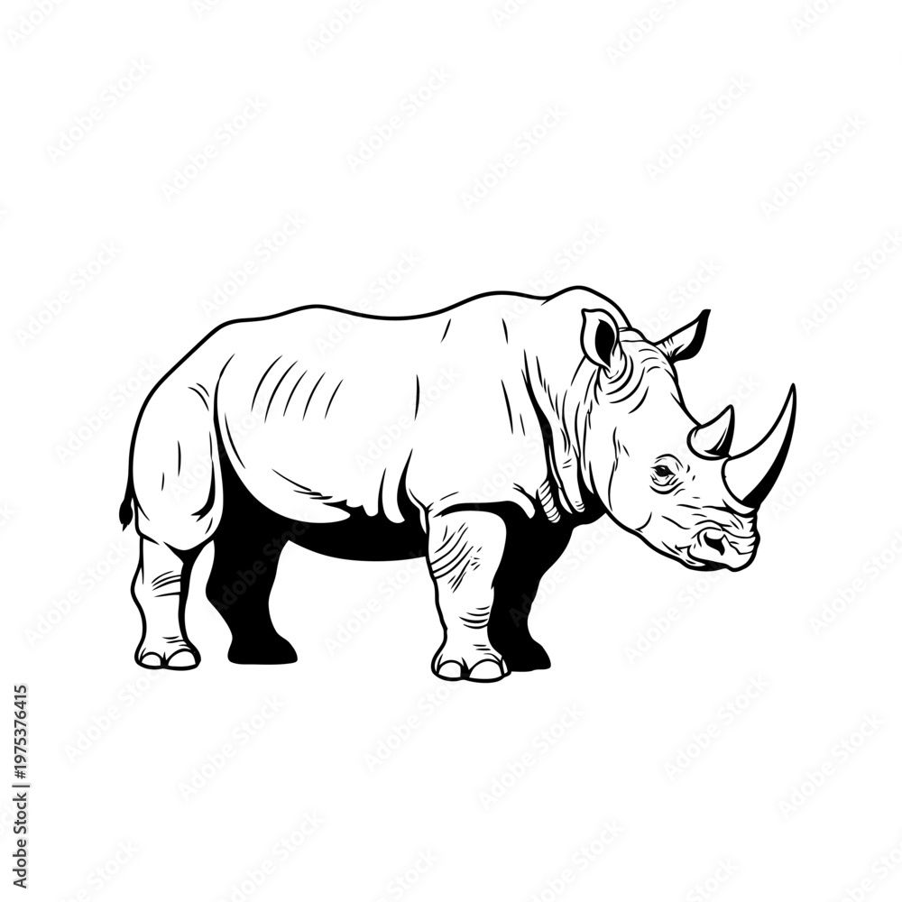 Fototapeta premium Rhinoceros standing in a natural environment scene
