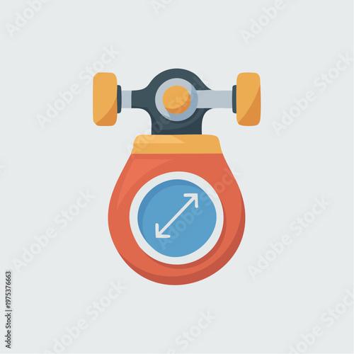 a skateboard wheel with an arrow.