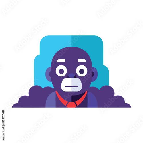 Surprised man with wide eyes and open mouth in front of blue background icon