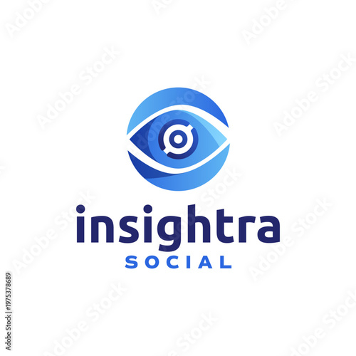 Eyecatching blue eye logo design for insigthtra social platform. Ideal for branding, technology, marketing, or social media concept projects.