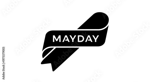 A logo with a distress signal and the word mayday written on it in white text.