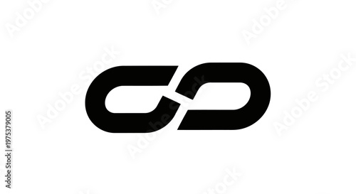 A broken chain link symbolizing separation or disconnection in a simple design.