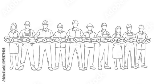 Group of diverse people holding a rope together in unity and cooperation.