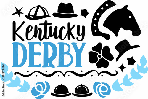 Kentucky Derby Vector Illustration, Horse Racing Event Celebration Design