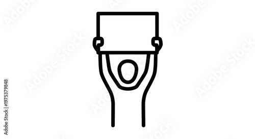 A simple line drawing of a toilet with a seat and lid.