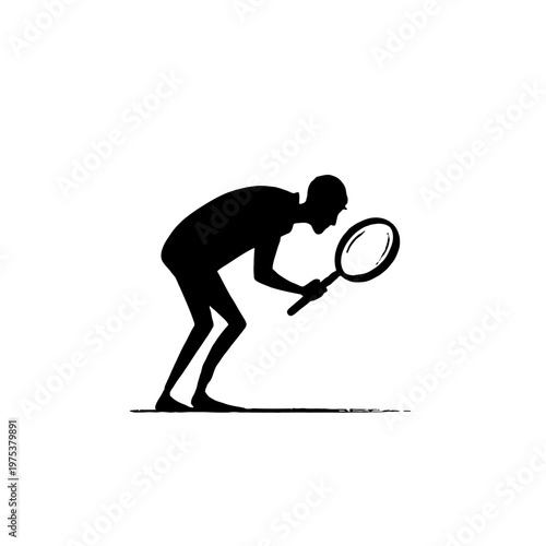 Silhouette of a Man Inspecting with a Magnifying Glass