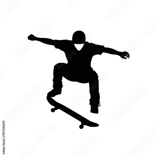 Silhouette of Skateboarder Jumping in Urban Setting