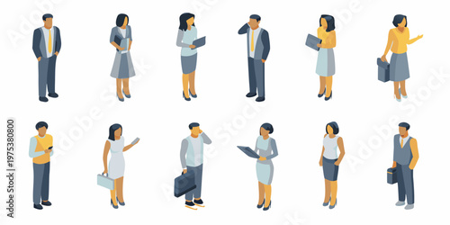 Isometric illustration depicting diverse people engaged in everyday activities