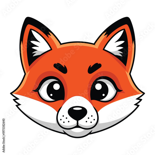 Cartoon illustration of a cute fox face with big eyes and white muzzle icon