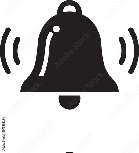 Notification bell icon, alert symbol, ringing bell sign, warning signal
