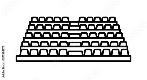 A simple line drawing of a computer keyboard on a white background.