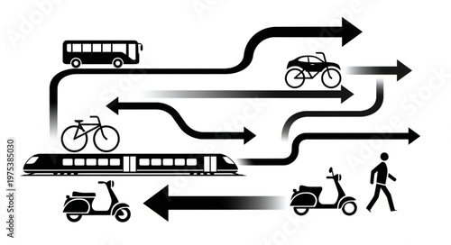 Diverse Transportation Methods and Their Interconnected Routes.