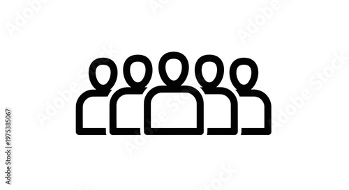 Simple icon representing a group of people standing together in unity.